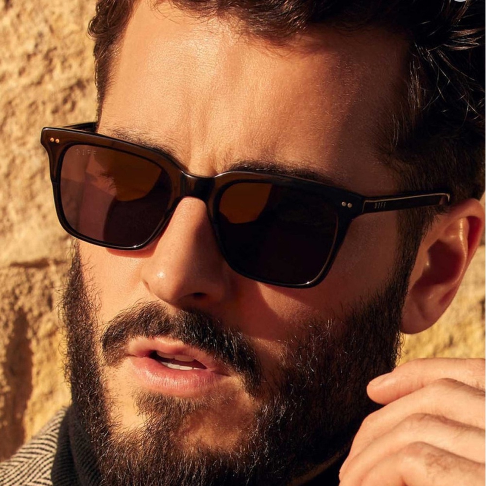 DIFF EYEWEAR Billie Polarized Sunglasses Unisex 53 mm Black Acetate 100% UVA/UVB